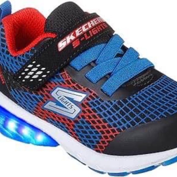 BRAND NEW boy toddler skechers light up rapid charge velcro shoes size 7 - Picture 1 of 6